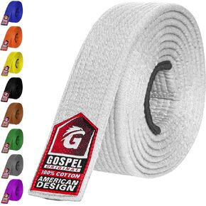 GOSPEL BJJ Belt Men & Women | Brazilian Jiu Jitsu Belt with Ranking Stripes Sleeve Bar | Kids Jiu Jitsu Gi | IBJJF Approved