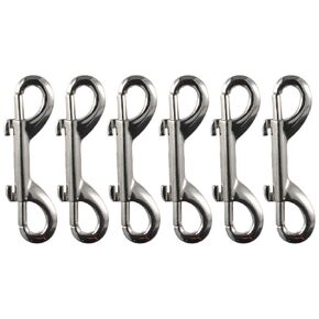 6Pcs Trigger Metal Clips, Zinc Alloy Chain Metal Clips, Sliver Key Chain Buckets, Key Holder Double Ended Bolt Snaps Hook for Dog Leash Horse Pet Sling Feed