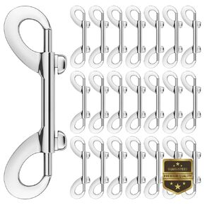 15PCS Double Ended Bolt Snaps Hooks Metal Clips for Large Dogs Zinc Alloy Trigger Chain Key Holder for Linking Key Chain Dog Leash Collar Pet Sling Feed Buckets/Horse Feed/Hammocks(Silver,3.5 Inch)