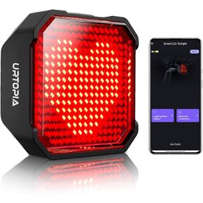 Animated Bike Tail Light, Design Light Patterns via App, Smart Rear Bike Light, Bicycle Safety Taillight with Brake Sensor, Rechargeable, IP66 Waterproof, Bright LED Bike Rear Light for Night Riding