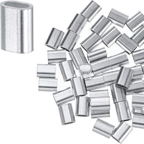 50-Pack Aluminum Crimping Loop Sleeves, 1.5mm 1/16" Single Round Barrel Wire Rope Sleeves Cable Ferrule for Wire Rope/Cables Crimping Loop Sleeve