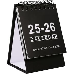 Mini Desk Calendar, 2025-2026 Small Desk Calendar, Jan 2025 to June 2026, 18 Monthly, Mini Standing Flip Calendar, Thick Paper Twin-Wire Binding, Desktop Calendar for Office or Home (green)