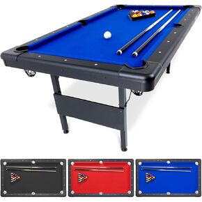GoSports 6, 7, or 8 ft Billiards Table - Portable Pool Table - Includes Full Set of Balls, 2 Cue Sticks, Chalk and Felt Brush; Choose Size and Color