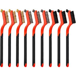 9 Pieces Wire Brush Set for Cleaning Rust Removal Stainless Steel Bristles Nylon Brass Wire Brush with for Dirt & Paint Scrubbing Removing Unfinished Metal Parts Paint Stains