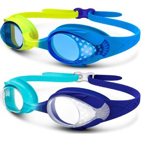OutdoorMaster Kids Swim Goggles 2 Pack - Quick Adjustable Strap Swimming Goggles for Kids - A