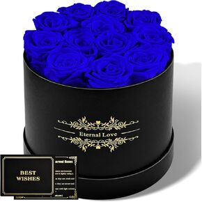 Jibeufi Forever Flowers Preserved Rose in a Box 100% Real Roses Last Up to 3 Years 12-Piece Immortal Roses for Delivery Prime Birthday Valentines Day Mothers Day Gifts for Her (Red)