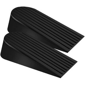 Big Door Stopper 2 Packs Heavy Duty Wedge Rubber Door Stop Works on All Floor Surfaces Height up to 1.9 Inches Non-Scratching Doorstops Special for Home Office School Heavy Door (Black)