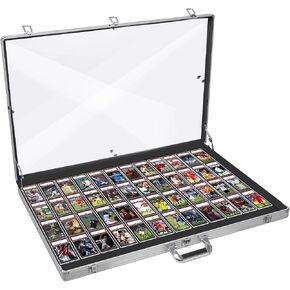 Aluminum Glass Display Case for Cards, XL Large Table Top Display Case with Lock, Portable Trade Show Display Case for Jewelry MTG Cards Collectible Cards