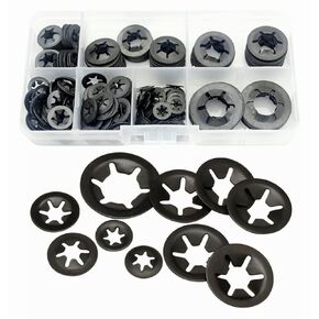 280Pcs M3 M4 M5 M6 M8 M10 M12 Metric Internal Tooth Starlock Washers Assortment Kit, Push On Speed Clips Fasteners Assortment Kit,Quick Speed Locking Washers