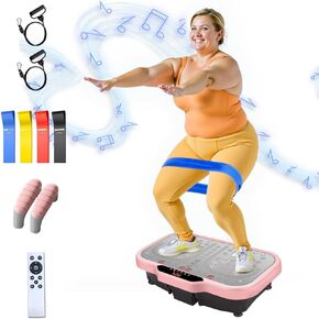Vibration Plate Exercise Machine, Vibrate Fitness Platform for Weight Loss 120 Speeds Whole Body Workout Equipment with Resistance Bands Handles for Women Men Home Sport Gym