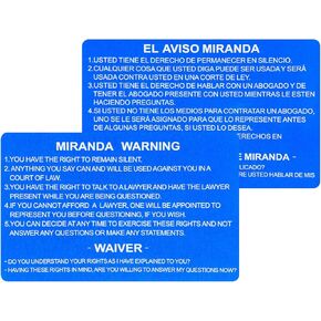 10PCS English and Spanish Miranda Warning Card, Black Engraved Miranda Rights Card Metal Police for Law Enforcement Officers (black-10pcs)