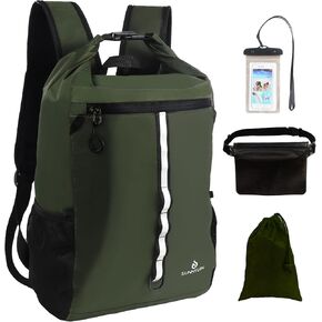 Dry Bag Backpack,20L Dry bags Waterproof Kayaking with Waist Pouch and Phone Case,Waterproof Backpack Marine dry bag for Kayaking,Beach,Rafting, Boating,Hiking,Camping and Fishing (Green)