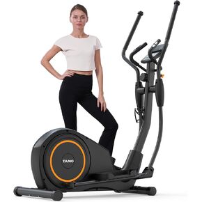 YAMO Elliptical Machine, Elliptical Trainer with Hyper-Quiet Magnetic Driving System, Elliptical Exercise Machine for Home with Pulse Monitor, 8 Resistance Levels