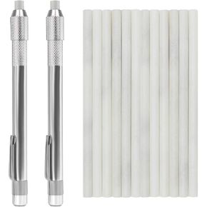 Gutimore Round Soapstone Holder 2pcs Round Soapstone Pencils with 14pcs Soapstone Refills for Welding,Metal Fabrication, Construction, and Textile