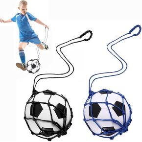 2 Pcs Soccer Ball Net Soccer Training Equipment for Kids Youth Adults Kicking Practice, for Ball Size 3, 4, 5, Blue and Black