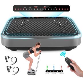 Vibration Plate Exercise Machine, Vibration Plate for Lymphatic Drainage,Whole Body Fitness Platform for Weight Loss,Body Toning,Dynamic Workout Lights,Home Gym Workout for Women & Men - Black