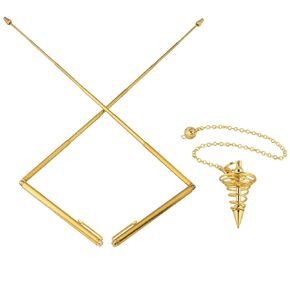 3 Pcs Dowsing Rods, Divining Rods, Portable Pen Shape L Rods wiht Probe Pendulum- Detect Gold, for Ghost Hunting, Energy Healing, Divining Water(Golden)