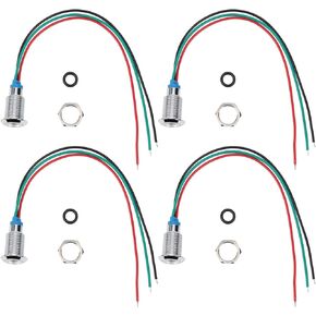 Hilitand 4 Sets Common Anode Round LEDs, 10mm Pre‑Wired 2‑Color Lights Waterproof Indicator Light 3-6V(Red and Green)