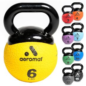 كرة طبية صغيرة من Aeromat Elite - كرات وزن Kettlebell للتمرين، كرة تمرين مرجحة بقطر 15.24 سم، أجراس Kettlebell للتدريب، مرمزة بالألوان in Kuwait