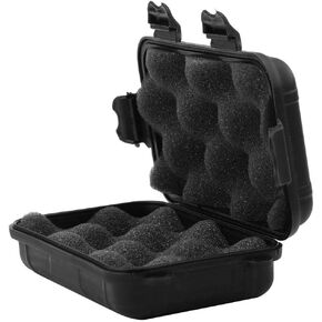 Waterproof Hard Case, Waterproof Shockproof Outdoor Survival Storage Carry Box, Universal Sealed Container Box with Foam(Black, S)