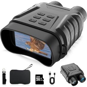 4K Night Vision Goggles Binoculars Gift for Men Adult, 8X Digital Zoom, Powerful Adjustable IR Light, Viewing up to 1312 FT in Total Darkness, 32GB Card for Camping, Hunting, Surveillance