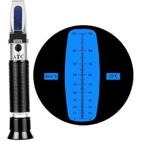 Fafeicy Refractometer Concentration Meter Tester 0-90% for Automatic Temperature Compensation