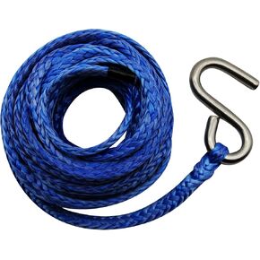 TOUGH 1/4" x23ft (2000lbs) Boat Trailer Winch Rope+S Hook, (1 Pcs * Blue UHMWPE Rope, 1/4" x 23ft Winch Rope + Stainless Steel S Hook)