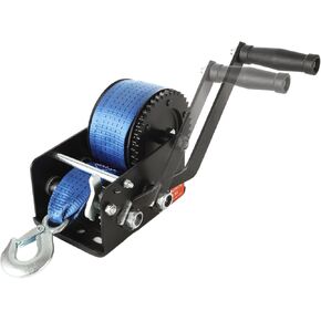 2500lbs Heavy Duty Boat Trailer Winch with 32FT Strap, Dual-Speed 4:1/8:1 Gear, Portable Hand Crank Winch for Boats, Trucks, Trailers, RVs, ATVs, and Jet Skis