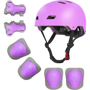 LANOVAGEAR Kids Bike Helmet Adjustable Toddler Helmet with Knee Elbow Wrist Pads for Kids Ages 3-5-8-14 Boys Girls, Multi-Sport Skating Balance Bike Skateboard Scooter Rollerblading Helmet Set