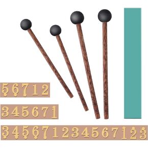 Steel Tongue Drum Mallets and Note Sticker, Set of 4 Mallets and 2 Note Sticker for 6-14 Inch Steel Tongue Drums (6-14 inch)