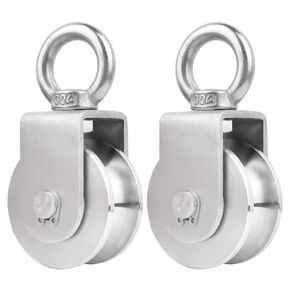 Swivel Single Pulley Block with Bearing Inside, 304 Stainless Steel Heavy Duty Cable Wheel for Pulley System Gym Equipment (48mm-2PCS)