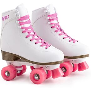 Roller Skates for Women and Girls with Double-Row Four Light up Wheels, High-top PU Leather Rollerskates…