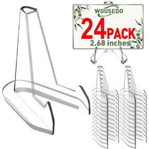 24 Packs（Height 2.68 Inchs） Acrylic Easel Stands Clear，Acrylic Card stands Clear，card display stand，Coin Display stand, for Display Challenge Medals,Baseball Cards,Sports Cards,Trading Cards