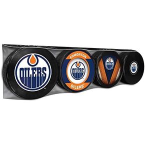 Edmonton Oilers Officially Licensed 4-Pack Hockey Puck Collection