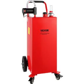VEVOR Fuel Caddy, 35 Gallon, Gas Storage Tank on 4 Wheels, with Manual Transfer Pump, Gasoline Diesel Fuel Container for Cars, Lawn Mowers, ATVs, Boats, More, Yellow