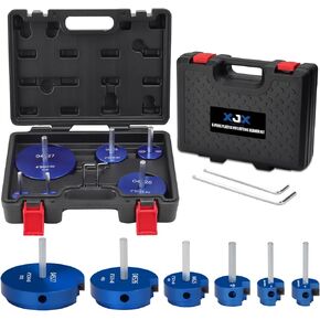 XJX 6-Piece PVC Pipe Reamer Kit, 3/4", 1", 1-1/2", 2", 3", 4" Head PVC Fitting Socket Saver with PPR75, PPR100, PPR150, PPR200, PPR300 and PPR400 fit into standard 1/2" drills