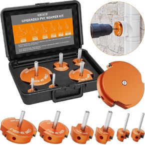 6 Pcs PVC Pipe Reamer Kit with 3/4 inch,1 inch,1-1/2inch,2 inch,3 inch,4 inch,PVC Fitting Saver,Pipe Reamer,PVC Reamer,for SCH40 PVC CPVC ABS Pipe,Fit into 1/2" Drills