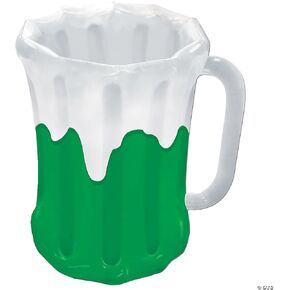 Beistle Beer Mug Outdoor Backyard Inflatable Cooler, Drink Container for Parties, 27x18, Green/White