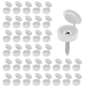 100 Pcs Hinged Screw Cover Caps, Plastic Screw Head Covers, Black Screw Caps, Fold Screw Snap Covers Washer Flip Tops for Covering Screw Heads, Screw Protection (L)