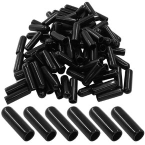 60PCS Vinyl Flexible Rubber End Caps, 6mm ID ID Bolt Screw Thread Protectors (Black)