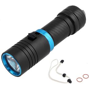 Scuba Diving Light, 500LM Dive Flashlight with Magnetic Slider Switch IPX8 Waterproof LED Underwater Torch for Outdoor/Diving/Shallow Water Fishing (Battery Not Included) (Black)