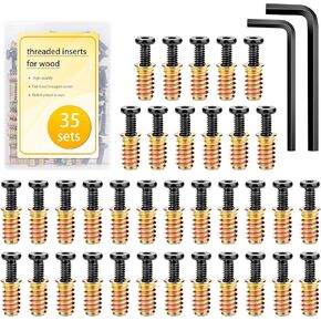35 مجموعة 1/4-20 × 19/32 بوصة أثاث برغي صواميل ملولبة للخشب، مسمار تثبيت موصل سداسي المقبس 1/4-20 × 25/32 بوصة صواميل لولبية، مع مفتاح ربط سداسي (M4، M6) in Kuwait