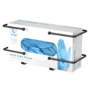 Wall Mount Glove Box Dispenser: Black Holder for Disposable Gloves & Tissues - Organize in Lab, Kitchen, Bathroom, Garage