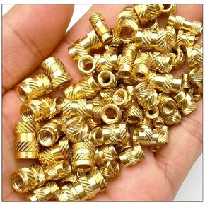 120Pcs M4 Knurled Threaded Insert Nuts - 6mm Length, 6mm OD - Brass Female Heat Set Inserts for 3D Printing and Heat Set Embedment