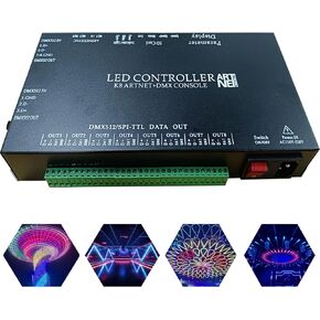 Programmable Led Controller, 8 Ports 8192 Pixels Madrix Artnet DMX Console Addressable Led Light Controller, Full Color RGB Lighting Controller for Ws2815 Ws2812 Ws2811 Led Light Strip