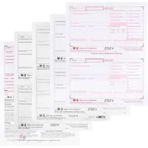W2 Tax Forms for 2023 4 Part, IRS-Compatible W2 Forms For 25 Employees - Compatible with Quickbooks Software & Laser, Inkjet Printers - Includes 25 Self-Sealing Envelopes in Kuwait