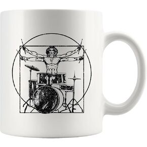 Drums Drummer Gifts For Boyfriend Dad Husband Teacher From Girlfriend Wife Daughter Son Drum Player Musicians Ceramic Mug 11 oz White