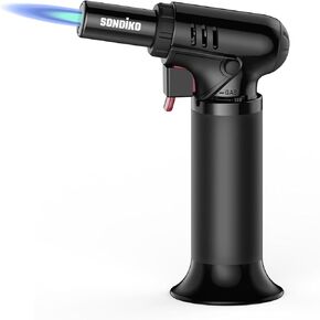 Sondiko Butane Torch with Fuel Gauge S907, Refillable Soldering Torch Lighter with Adjustable Flame for Welding, Resin Art, Industrial(Butane Gas Not Included)