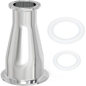 TAISHER 2PCS 304 Stainless Steel 1-1/2" Tube OD x 3/4" Tube OD Reducer Sanitary Pipe Fittings 1.5" Tri Clamp 50.5MM Ferrule Flange with 4PCS Silicone Gaskets