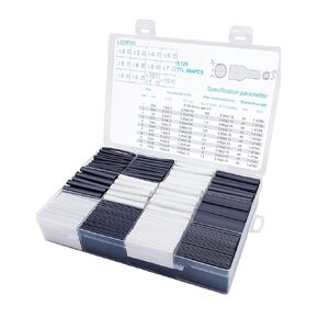 2:1 Heat Shrink tubing kit 694PCS Black and White, Electrical Wire Cable Wrap Assorted Electric Insulation Heat Shrink Tube with Box Industrial Heat-shinkable Tube